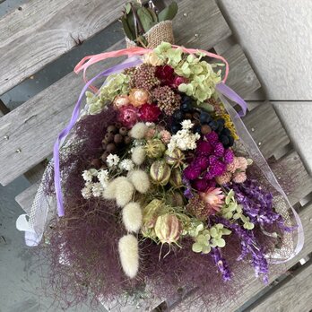 パープル花束風スワッグの画像