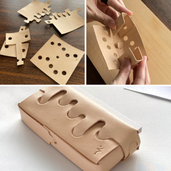 手作りキット│ヌメ革 名刺・カード入れ【プレーンサンドver.】カット済 道具不要 器用じゃなくても作れますの画像