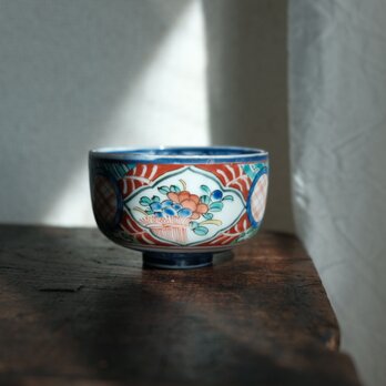 花で可愛い◆古瀬戸　赤絵金彩りん茶碗　小鉢　骨董　antiques 丸　紗綾形 和食器の画像