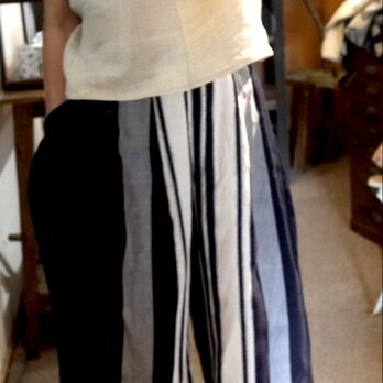 久留米絣ランダムストライプからパンツスカートの画像