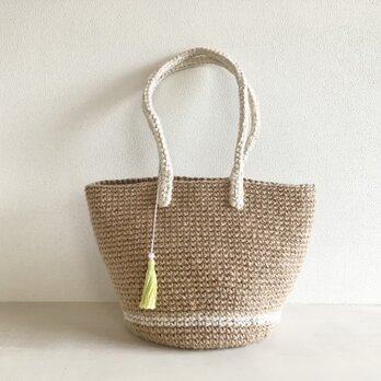 麻ひもバッグ tote ・White Line・の画像