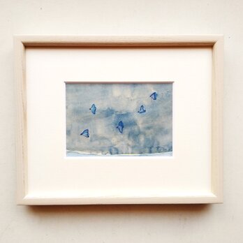 一点物｜原画「渡り鳥」水彩イラスト ※木製額縁入りの画像