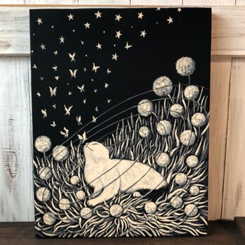 「静寂の音」F6サイズ アート作品 原画 猫 徳島洋子作品 ★ 星月猫の画像