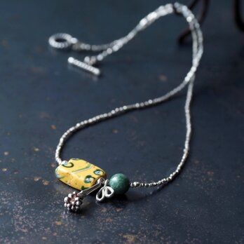 -Antique beads・Jade- silver necklaceの画像