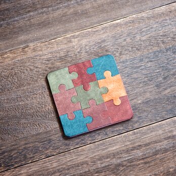 パズルのようなレザーコースター 「ハ」の画像
