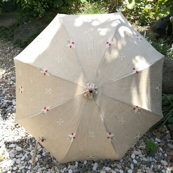 日傘紬（ クリーム白花B）33307の画像