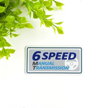 ４.５×９cm【MT車 6速 マグネットステッカー/アッシュブルー】6SPEED ミッション車 マニュアル エンストの画像
