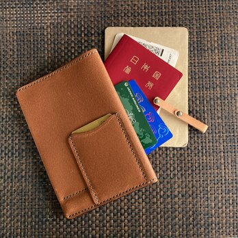 【右旅券 ブラウン床革】国際免許証＆SIMカードが入るパスポートケース PPC-06br2 230717の画像
