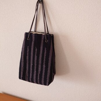 ｢TATAMI drawstring bag｣   縦型巾着 マチもたっぷり 畳織り鞄  手持ち肩掛けお好みで♪の画像