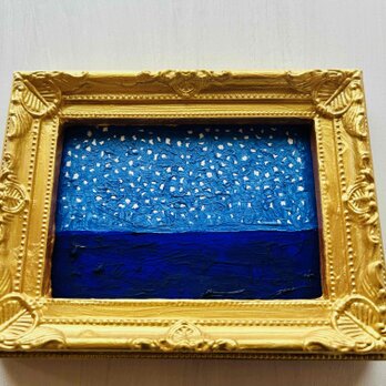 「星空と海」油彩・原画・絵画・壁掛け・独立スタンド付きの画像