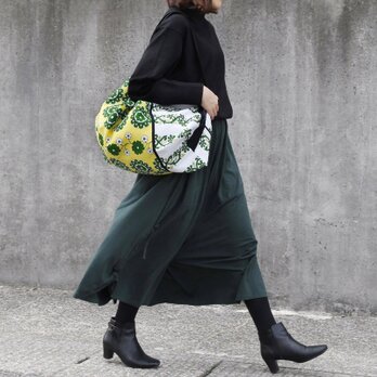 アフリカ布 カンガのマルシェバッグ（ フラワー ）肩掛け エコバッグ 買い物 ヨガ ピラティス