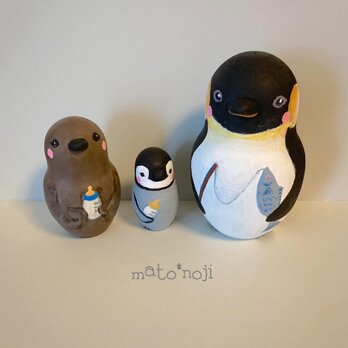 ペンギンさんのマトリョーシカ　３人組の画像