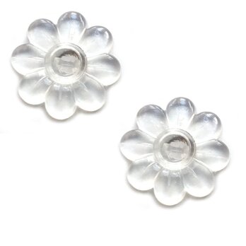 フラフランス製 ボタン22mm トランスパレントフラワー2個 AH  花 B-0529 デイジー マーガレットの画像