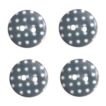 Sale プラスチックボタン6個 グレーXホワイトドット 15mm AH ポルカドット 水玉 レトロ B-2765の画像