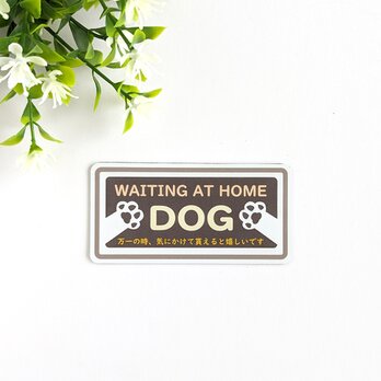 ４.５×９cm【わんこ♪DOGマーク マグネットステッカー/ブラウンベージュ】お家で犬が待っています ドッグマーク ヘルプマークの画像