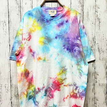 タイダイ染め　ビッグシルエット Tシャツ　Lサイズ　カカラフル　 Hippies Dye HD19-86の画像