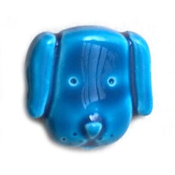 フランス製 ボタン3個 わんちゃんフェイス ブルー AH 犬 　 B-0777　ドッグの画像