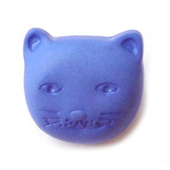 フランス製 ボタン ねこさんフェイスL ブルー3個 AH 猫 動物 アニマル 　 B-0492　キャットの画像
