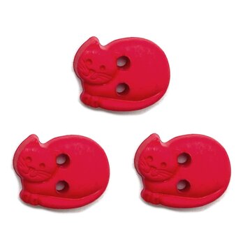フランス製 ボタン キャット レッド12mm 3個 猫 ねこ AH　b-2837の画像