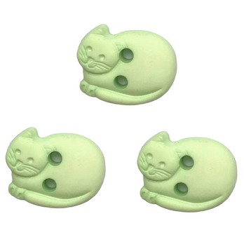 フランス製 ボタン3個 猫 キャット ライムグリーン12mm AH ねこ 緑 b-2826の画像