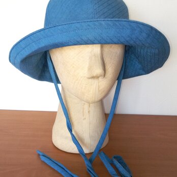 日よけの大きな帽子6枚ハギ＝1＝藍染の画像