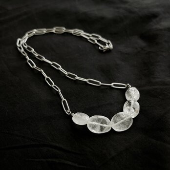 限定1点 ✧ ヒマラヤ水晶 Silver ネックレス・ステンレスオーバルチェーン・天然石ネックレスの画像