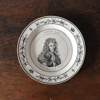 Louis XIV ルイ14世 肖像 グリザイユ 平皿 リム皿 フランス アンティーク 0501226の画像