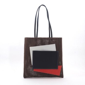 mesh pocket bag(ブラウン)/春夏/メッシュ/人工皮革＆本革/T083の画像