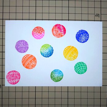 消しゴムはんこ「手まり」5個セットの画像