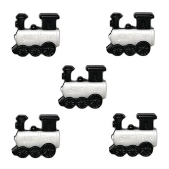 ドイツ製 キッズボタン 蒸気機関車 5個 ホワイトXブラック DB 　のりもの 鉄道　B-1864　汽車の画像