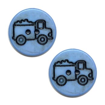 Sale*ドイツ プラスチック2穴ボタン ダンプカー ライトブルー2個 DB 働く車 工事 トラック乗り物 b-2714の画像