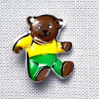 ドイツ製プラスチックボタン くまさん グリーンのズボン2個 DB 熊 動物 アニマル テディ   B-0091の画像