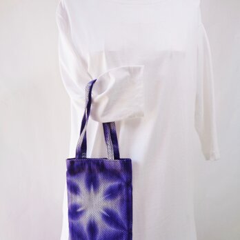たばた絞り・ミニバッグ・紫・京絞り・知多木綿・正方形の画像