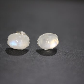 レインボームーンストーンのスカラップピアス　Dewdrop Rainbow Moonstone sterling silverの画像