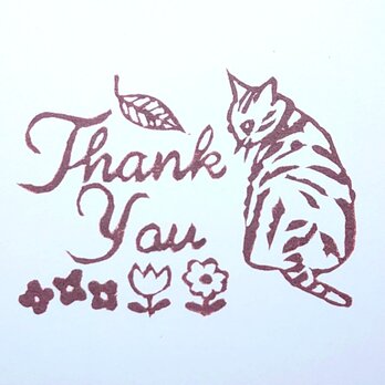 消しゴムはんこ「ネコ・猫・thank you③」の画像