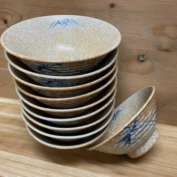 ◆新品◆美濃焼志野風千段竹図麺鉢 10個組　1個のサイズ/口径/約19.3cm×高さ/約8.2cmの画像