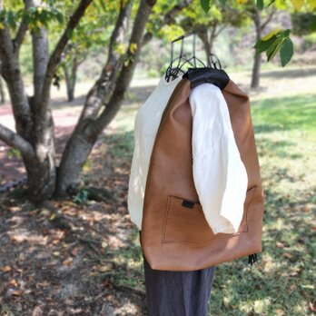 【受注制作】one shoulder bag　オークグレー✗黒　オイルシュリンクレザーの画像