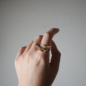 vintage chain ring French yellowの画像