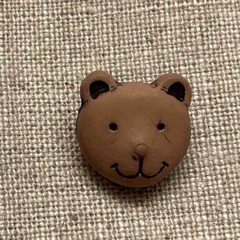 フランス製 ボタン くまさんフェイス14mm M ブラウン2個 AH 熊 動物 　 B-2648　テディベア
