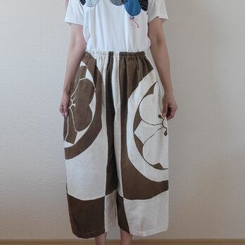 着物リメイク　手作り　のぼり　紋　パンツの画像