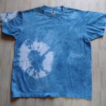 藍染め絞りTシャツ　メンズ　Mサイズ　草木染め　インド藍染め　M1の画像