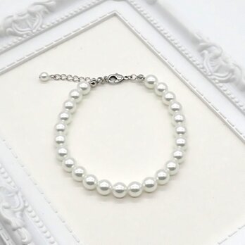 ６㎜パールブレスレット③【ホワイト・ナチュラル】