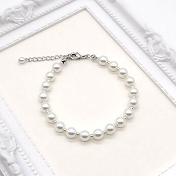 ６㎜パールブレスレット④【ホワイト・ナチュラル】