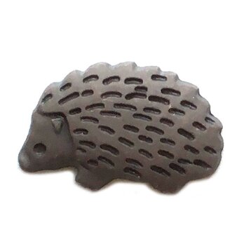 フランス製ボタン18mm ハリネズミ ブラウン3個 B-0937 AH 針鼠 秋 動物 アニマルの画像