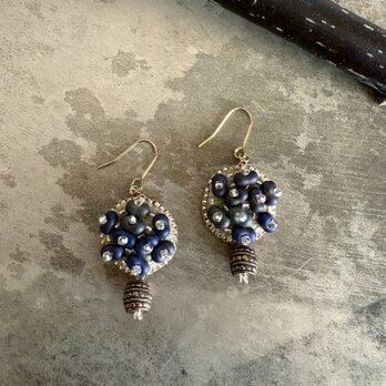 原始　ピアス　茶