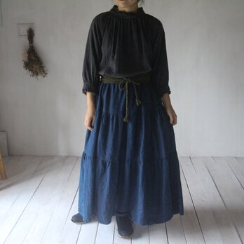 草木染＊kurage skirt linen 藍染〔群青色〕の画像