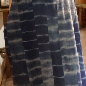 正藍染久留米絣ワンピースの画像