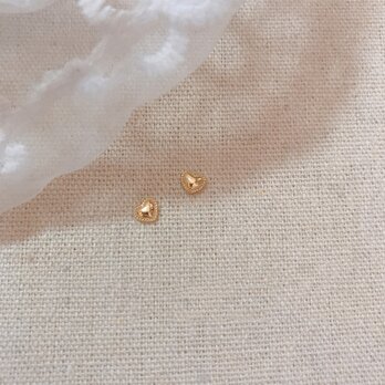 ピアス ハート ミル打ち 小さめ ゴールドの画像