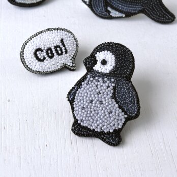 ペンギンをモチーフにしたオートクチュール刺繍のブローチ、マエル。の画像