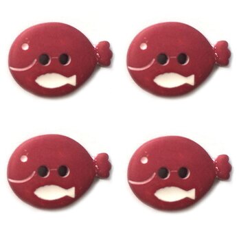 フランス製 プラスチックボタン 魚の親子18mm ダークレッド4個 AH 海 夏 　 B-0919フィッシュの画像